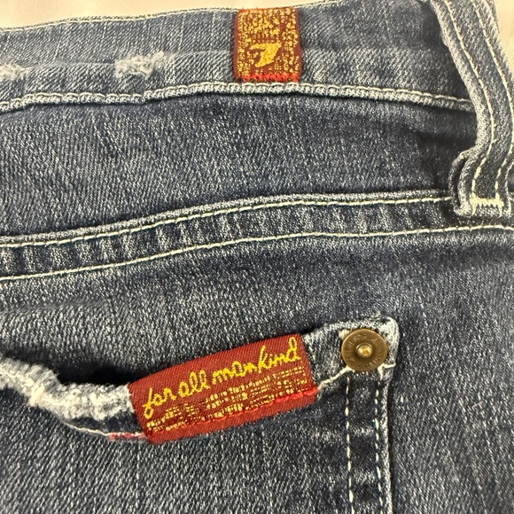 7 For All Mankind Denim Bermuda Shorts 28 Distressed Raw Hem USA Made - Picture 4 of 10